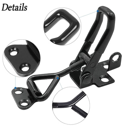 4Pack Adjustable Black Toggle Clamp Latch,(4003) Heavy Duty 1320 lbs Capacity Toggle Latch & Quick Release Metal Pull Latches, Easy to Install for Trunk Jig Smoker Door Tool Boxes