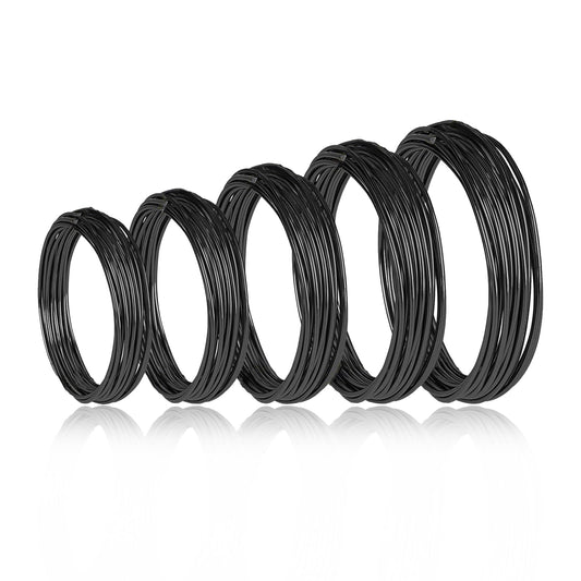 Bonsai Tree Wire, 5 Roll Anodized Aluminum Bonsai Wires, 5 Sizes - 1.0mm, 1.5mm, 2.0mm, 2.5mm, 3.0mm (147ft Total), Tree Training Tools for Shaping, Styling Bonsai Training, Black