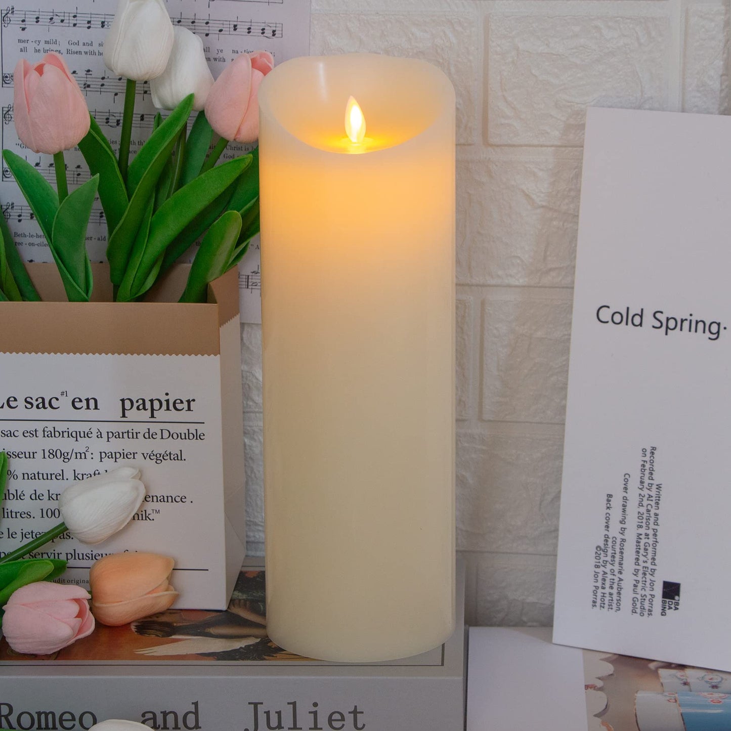 Mavandes 4”x12” Flameless Flickering Candles with Remote,Real Wax LED Battery Operated Pillar Candles with Timer,Ivory Long Lasting Fake Electric Moving Wick Flameless Candles for Home Decor