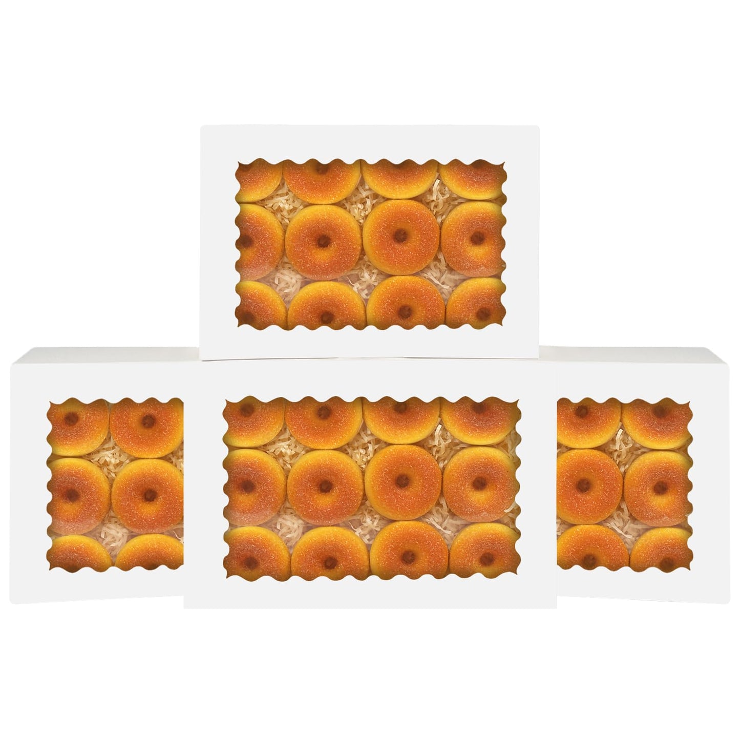 qiqee White 14x10x2.5 Inch Cookie Box with Window 12Pcs Bakery Pastry Macaron Bakery Box For Packaging (Auto-pop Up)