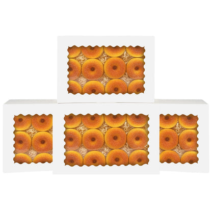 qiqee White 14x10x2.5 Inch Cookie Box with Window 12Pcs Bakery Pastry Macaron Bakery Box For Packaging (Auto-pop Up)