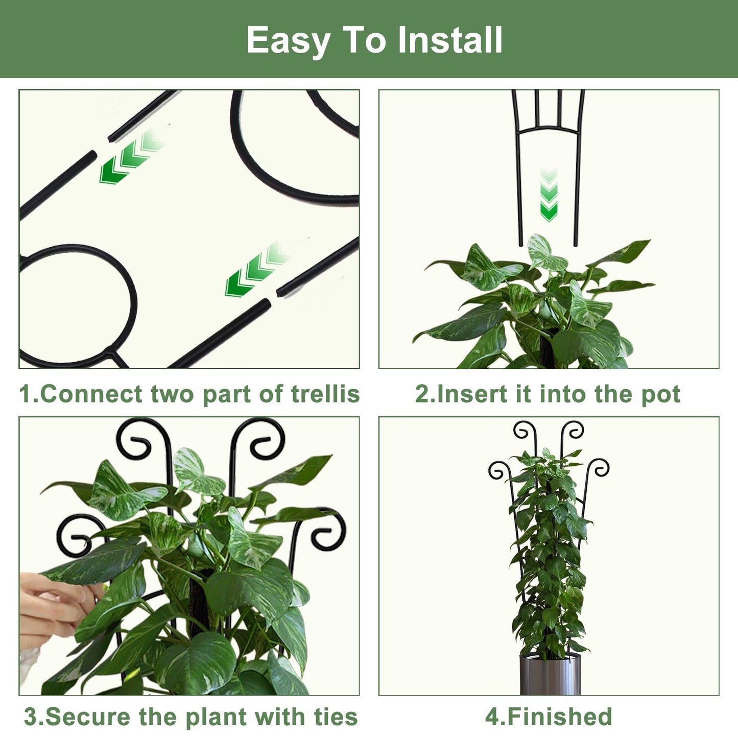 32.6in Monstera Plant Support Stakes for Indoor Plants, Metal Garden Plant Trellis for Climbing Plants, Pothos Vine Snake Climber Support，2P