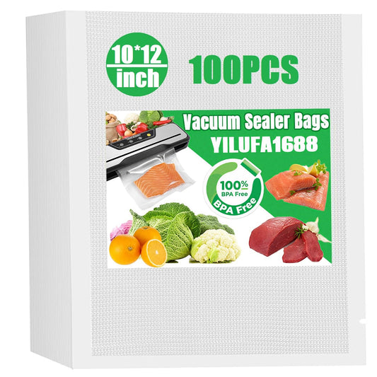Vacuum Sealer Bags for Food 100 Pack - 10"x12" Precut Freezer Bags | BPA-Free Heavy Duty for Sous Vide, Meal Prep & Compression Storage | Sacs d'étanchéité sous vide