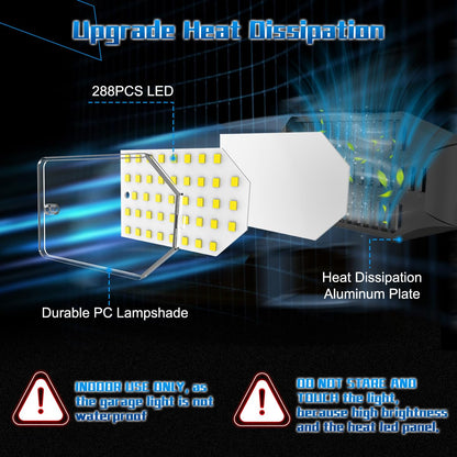 POLARPRA Garage Light - Super Brighter 15000LM Garage Light Bulb 150 Watt Equivalent Screw into E26 Socket w/ 6 Deformable Panels 6500K Led Shop Lights for Base Basement Workshop Warehouse Attic