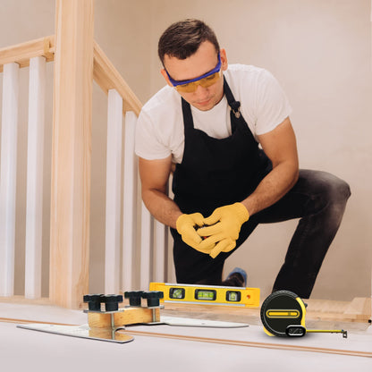 Stair Tread Template Tool, NAACOO Stair Measuring Tool, Tread Jig Set - with Level & Tape Measure & Carpenter Pencil, Suitable for Risers and Partitions.