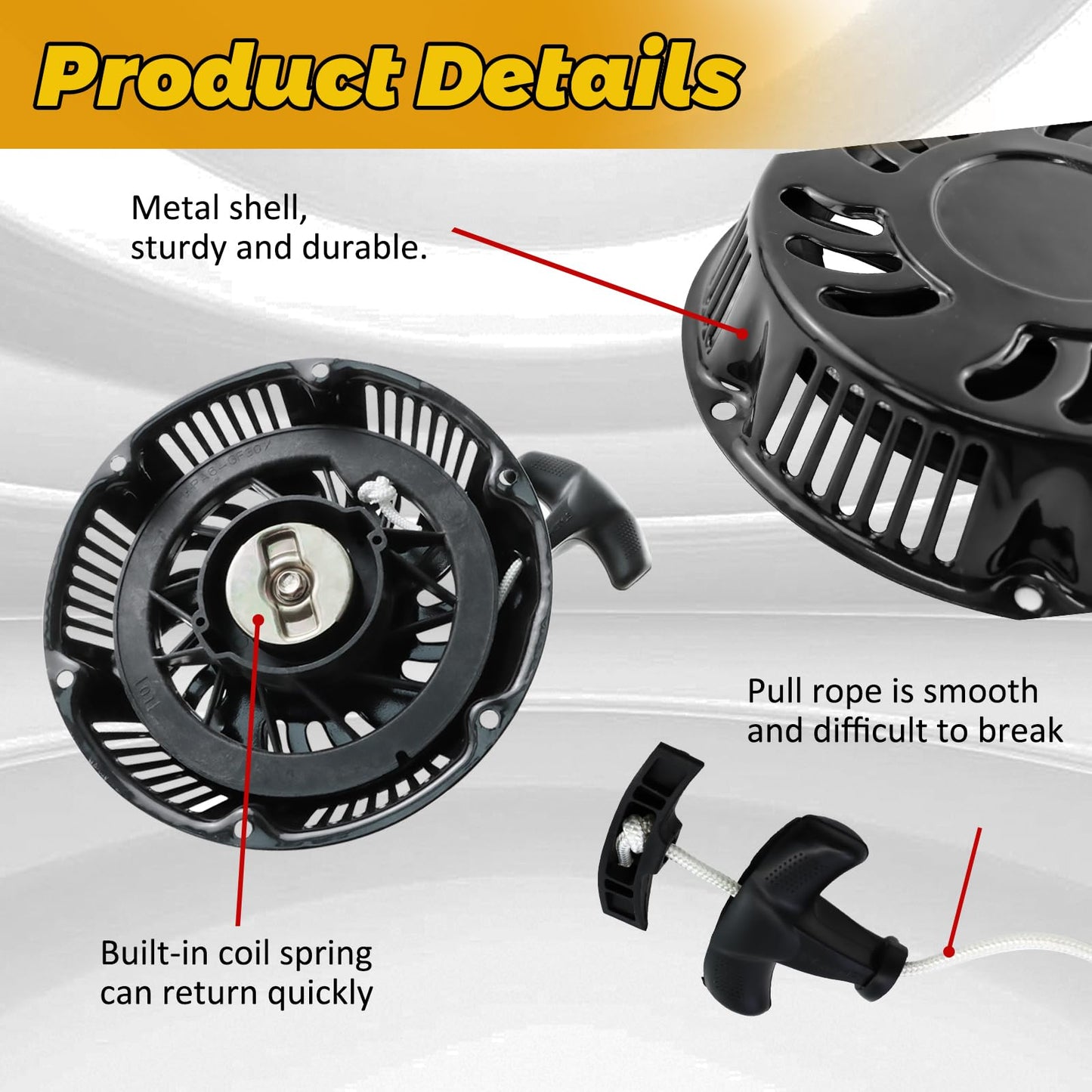 WOTIAN 420cc Recoil Starter Assembly for Predator Pull Start 13hp Engine Replacement Parts 60340/60349 for Pressure Washers/Water Pumps/Blowers/Generator