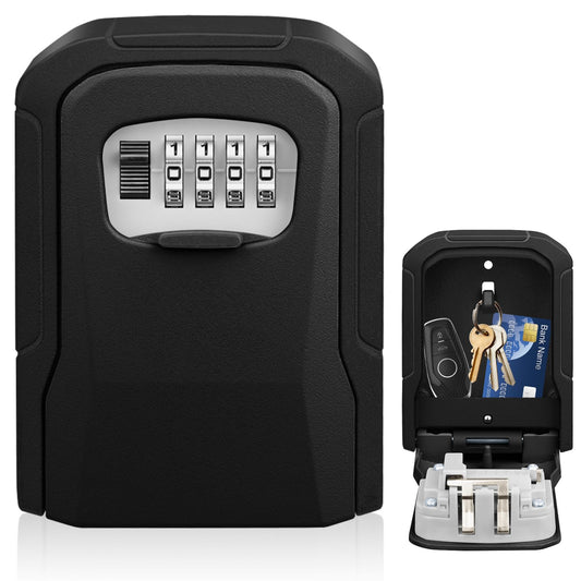 TEUEN Key Lock Box, Wall Mount Lock Box for Keys with Code Resettable Combination Code Lockbox Security Safe Box for Outside Outdoor Home Office Apartment Realtors Spare Keys Storage
