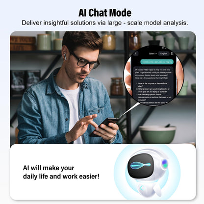Ai Translation Earbuds Real Time, 3-in-1 Buletooth 5.4 Translator Earbuds with 5 Translation Modes/164 Languages/No Subscription Required, 48H Headphones Translator for Travel/Business/Leaning