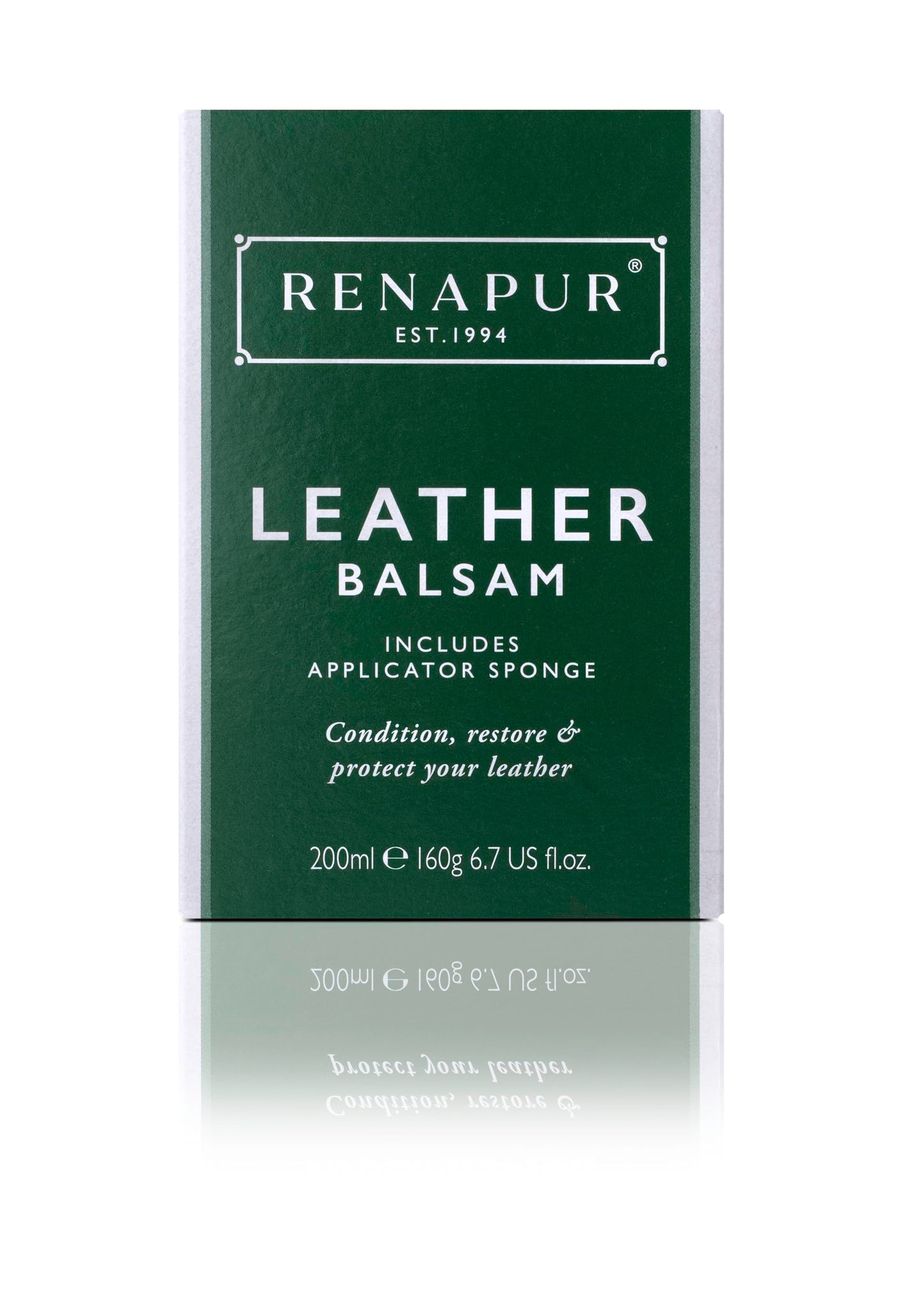 Renapur Leather Balsam, Natural Conditioner, Protector and Restorer — for Leather Furniture, footwear, Purses & Bags, Car interiors & Bikes, Saddlery & Tack. (6.7 fl oz + Applicator Sponge)