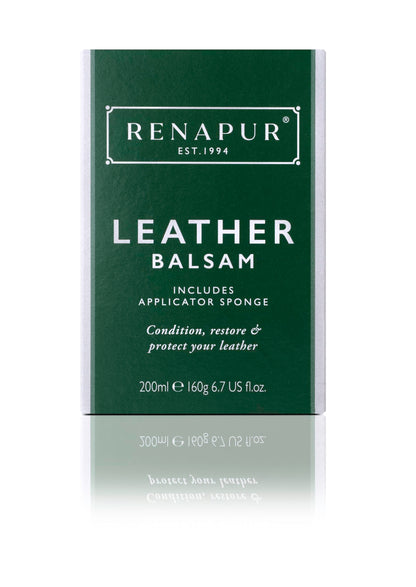 Renapur Leather Balsam, Natural Conditioner, Protector and Restorer — for Leather Furniture, footwear, Purses & Bags, Car interiors & Bikes, Saddlery & Tack. (6.7 fl oz + Applicator Sponge)
