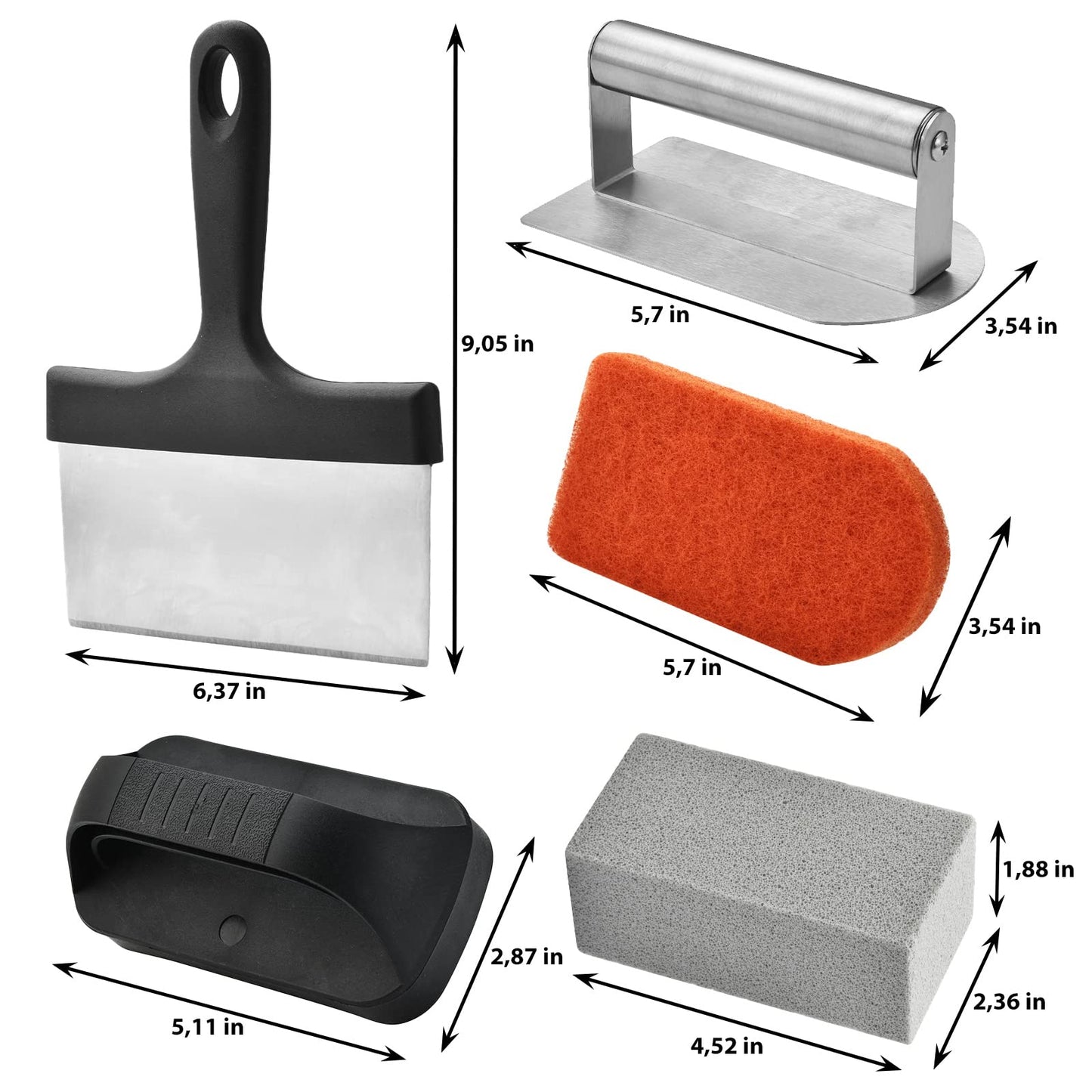 Griddle Cleaning Kit for Blackstone 15 Pieces - Heavy Duty Grill Cleaner Kit with Grill Stone, Griddle Scraper, & Griddle Brush with Stainless Steel Handle Easy to Use Flat Top Cleaning Kit