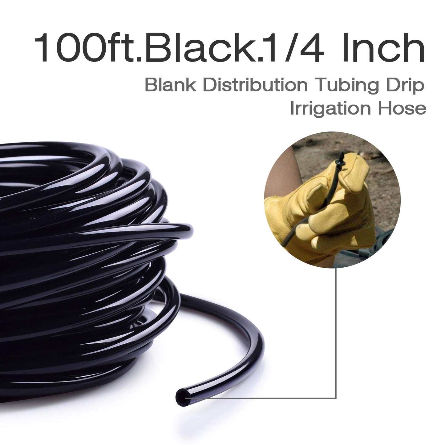 MIXC 100FT 1/4 inch Drip Irrigation Tubing Blank Distribution Tubing Garden Watering Tube Line for Garden Irrigation System