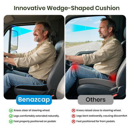 Benazcap Car Seat Cushion - Memory Foam Car Seat Pad - Sciatica & Lower Back Pain Relief - Car Seat Cushions for Driving - Road Trip Essentials for Drivers-Grey