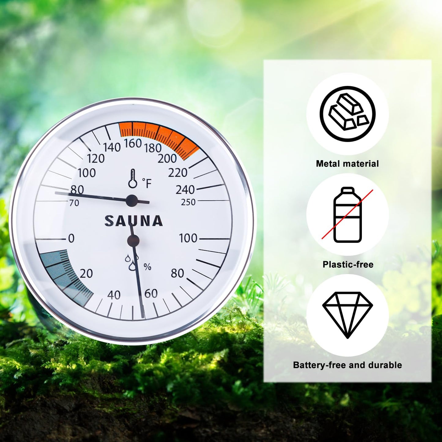 2pcs Sauna Thermometer, 2 in 1 Thermometer Fahrenheit and Hygrometer Hanging Temperature Gauge Sauna Room Accessories for Indoor Humidity Temperature Infrared Monitor