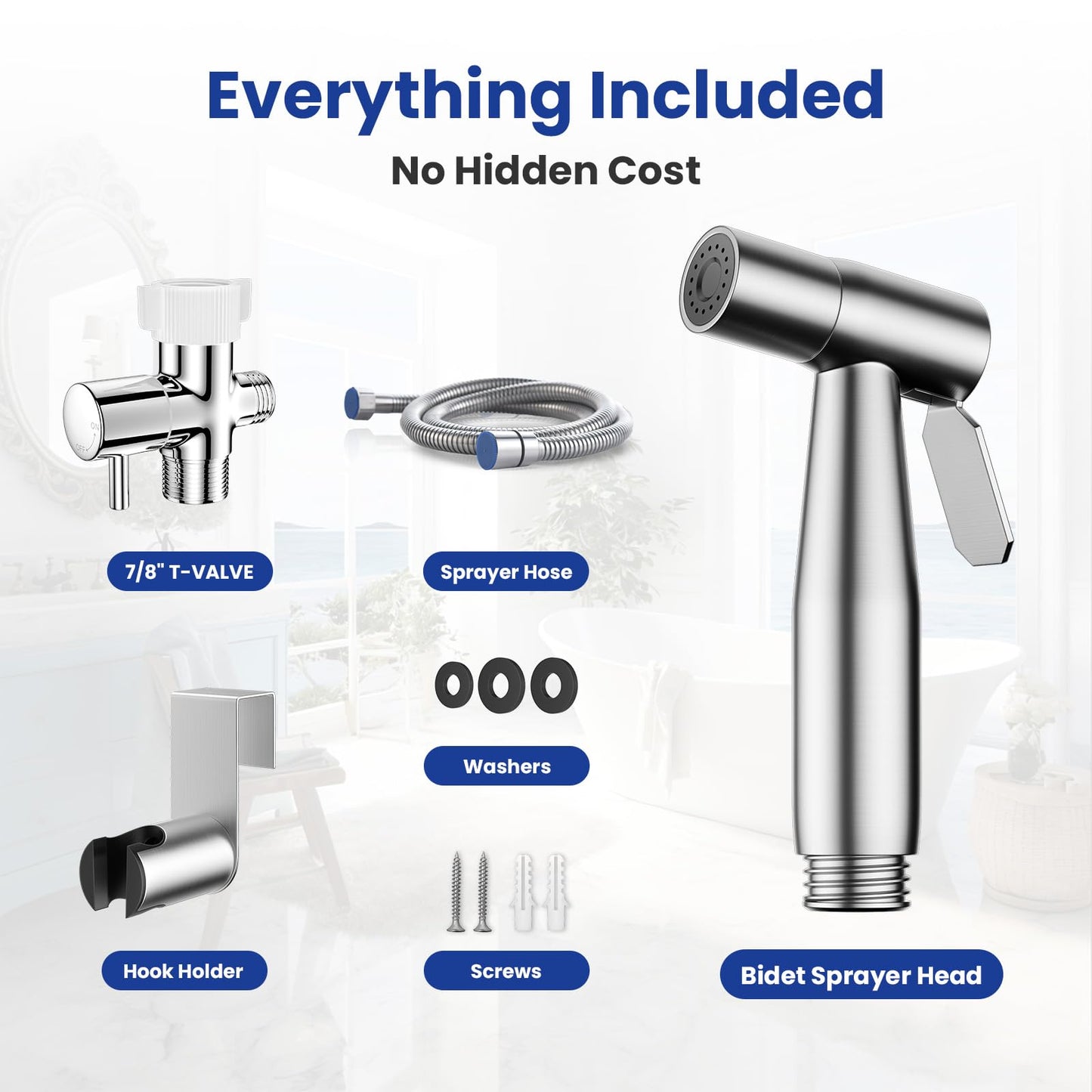 BRITULIF Bidet Sprayer for Toilet, Handheld Sprayer Kit with Adjustable Jet Spray for Toilet Handheld Bidet Cloth Diaper Sprayer Set Muslim Shower Toilet Sprayer - Easy to Install