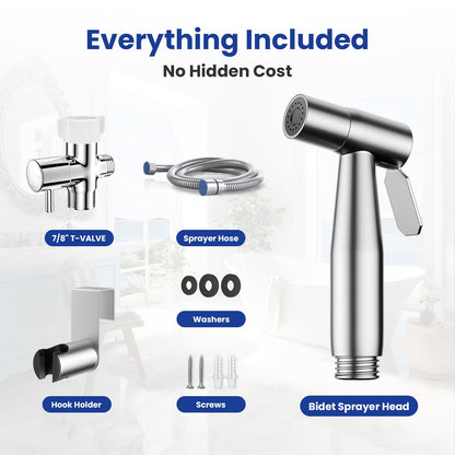 BRITULIF Bidet Sprayer for Toilet, Handheld Sprayer Kit with Adjustable Jet Spray for Toilet Handheld Bidet Cloth Diaper Sprayer Set Muslim Shower Toilet Sprayer - Easy to Install