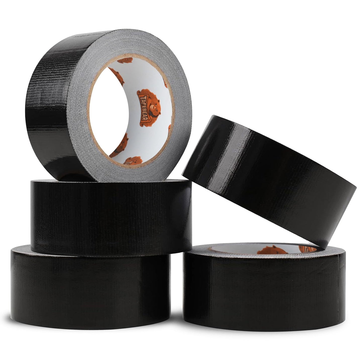 TAPEBEAR 5-Pack Black Duct Tape Heavy Duty 1.88 Inch x 30 Yards, Waterproof Tape 9mil Thick Strong Adhesive Tape, Writable, No Residue and Tear by Hand for Repairs, Crafts and Sealing