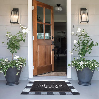 Welcome Mat Indoor Front Door Mats Outdoor for Home Entrance Durable PVC Material with Non Slip Rubber Backing Cute Shoes TAKE Them Off Mats Doormat for Indoor Outdoor High Traffic Areas