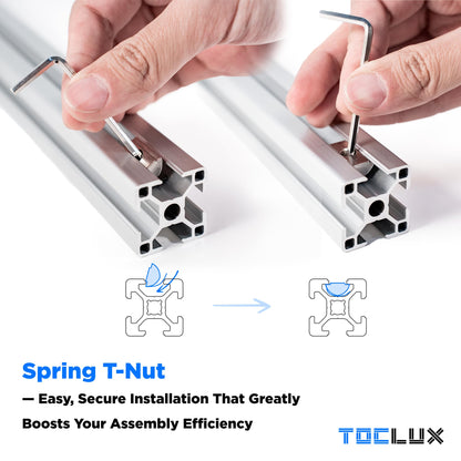 10 Sets Silver 4040 Aluminum Extrusion Corner Bracket Kit – 10pcs Corner Brackets, 20pcs M6 Spring T-Nuts & Hex Screws, 1 Ball-End Hex Wrench – for 40 Series T Slot Extruded Aluminum Rail Accessories