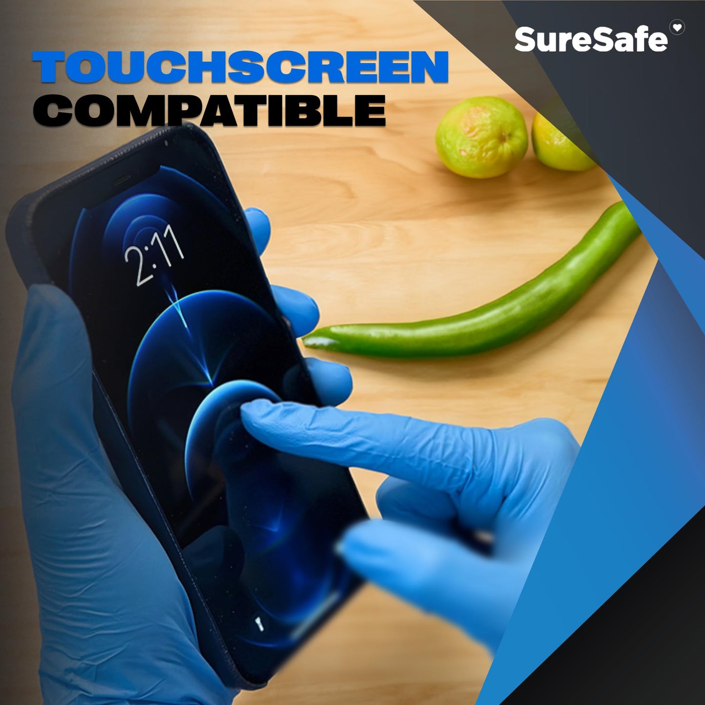 [200 Pack] SURESAFE 5 Mil Medium Nitrile Blue Gloves, Mechanic Gloves Disposable, Powder & Latex Free, Textured Fingertips, For Food Prep, Dishwashing, Tattoo, Work, Cleaning, Butcher