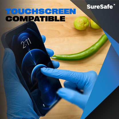 [200 Pack] SURESAFE 5 Mil Medium Nitrile Blue Gloves, Mechanic Gloves Disposable, Powder & Latex Free, Textured Fingertips, For Food Prep, Dishwashing, Tattoo, Work, Cleaning, Butcher