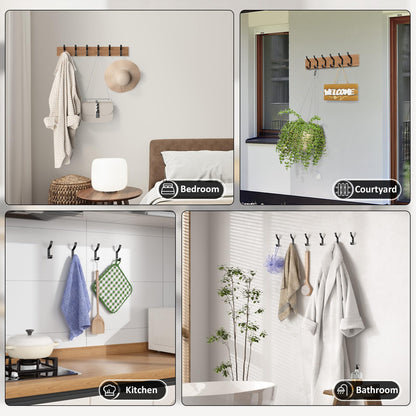 20 Pack Coat Hooks, 30KG Load Bearing Wall Hook for Hanging(Max), 1.6" L X 0.5" W X 3.94" H Coat Rack Wall Mount Double Hooks for Bag, Towels, Hats, Keys, Black