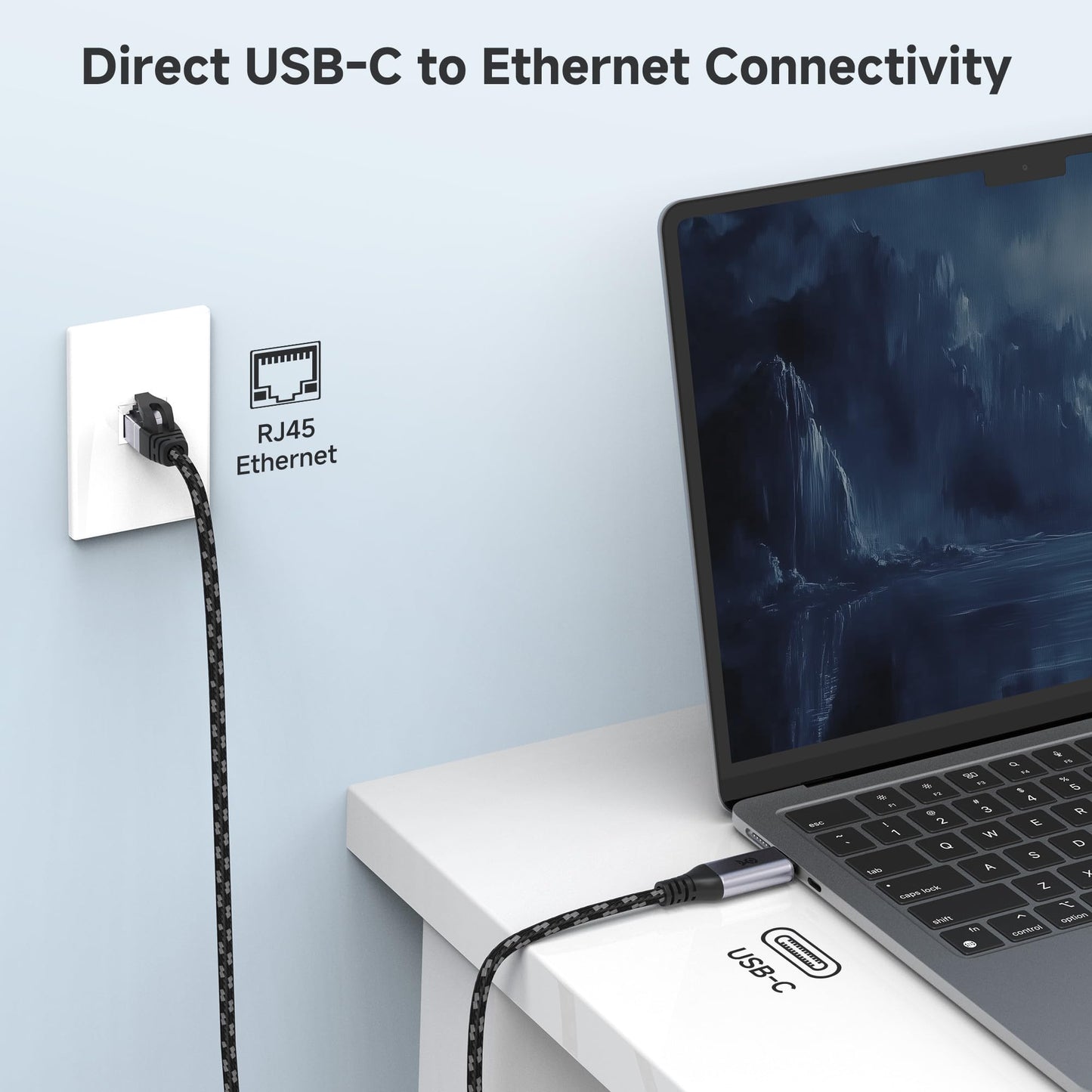 Cable Matters Plug & Play USB C to Gigabit Ethernet Cable - 1.8m / 6ft, Direct USB-C to Ethernet Connection, Thunderbolt 4/5 Compatible, Ideal for MacBooks, Laptops, and USB4 Devices