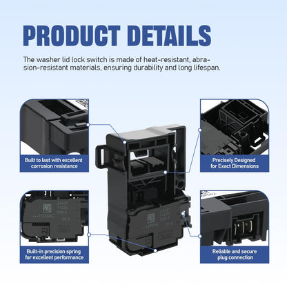 HPUY WH01X27954 Washer Lid Lock Switch Compatible for GE Washer Lid Lock Switch and Hotpoint Replace 290D1580P004 290D1580P002 WH01X24114 WH01X26114