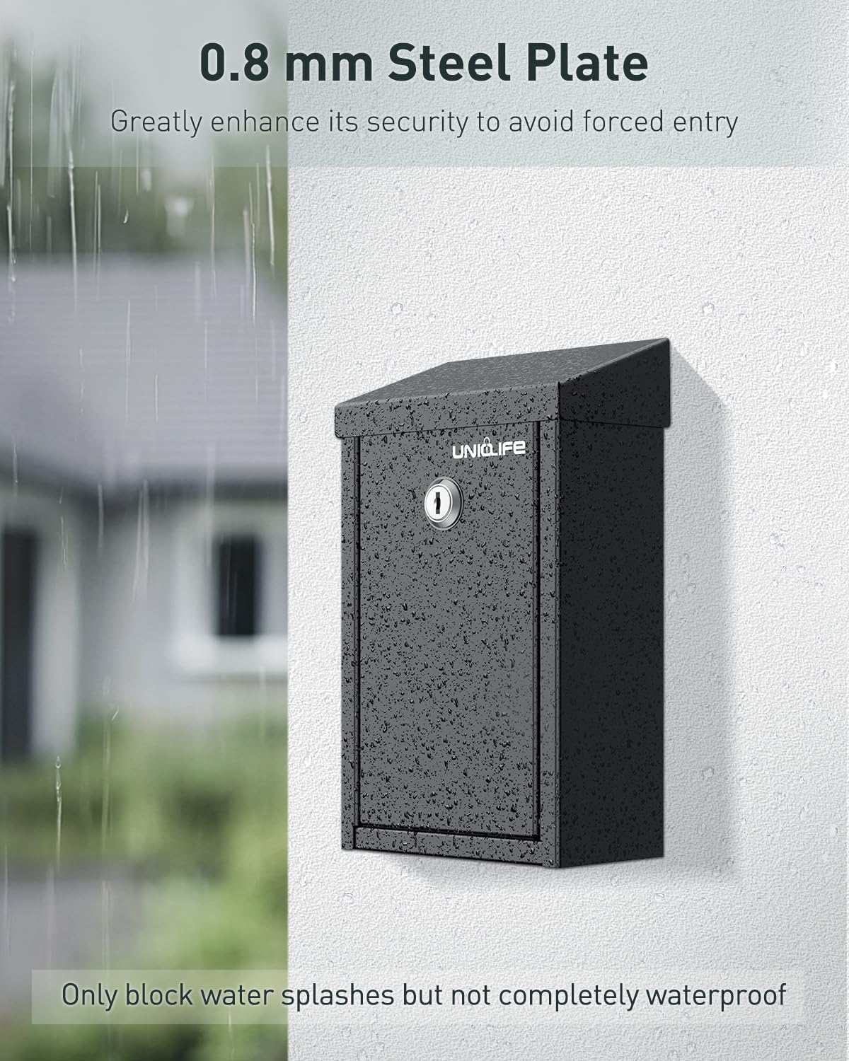 Uniclife Key Drop Box for Outside, Metal Donation Box Collection Boxes with Key Lock, Safe Suggestion Boxes, Wall Mounted Mailbox with Top Slot, Steel Cash Drop Boxes for Home Office and Business