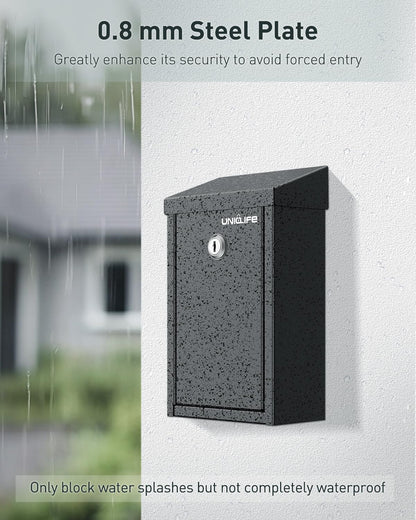 Uniclife Key Drop Box for Outside, Metal Donation Box Collection Boxes with Key Lock, Safe Suggestion Boxes, Wall Mounted Mailbox with Top Slot, Steel Cash Drop Boxes for Home Office and Business