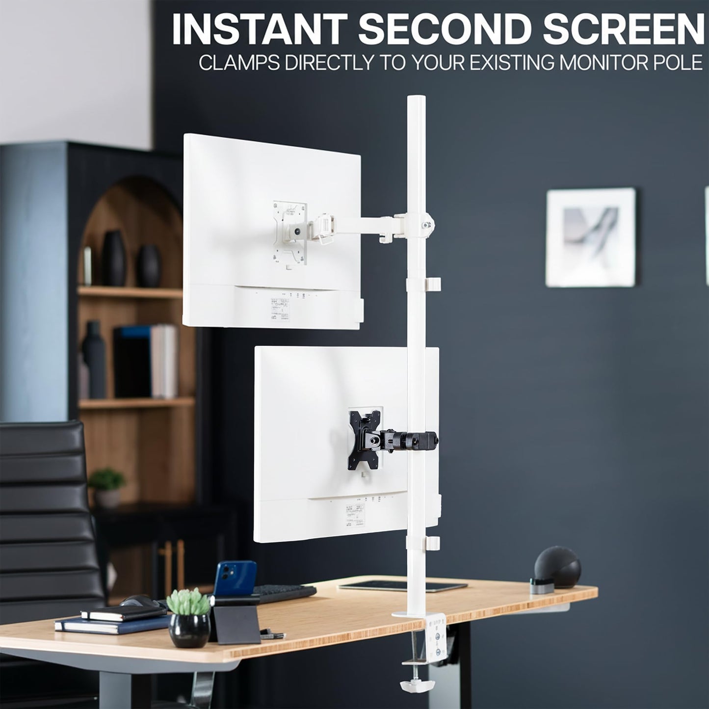 VIVO Steel Universal Bracket Pole Mount with Removable 75mm and 100mm VESA Plate, Fits up to 30 inch Screens, Black, MOUNT-POLE01