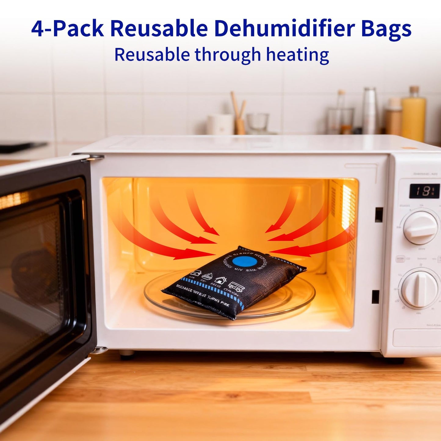 4Pcs Dehumidifier Bags for Car, 2026 New Reusable Moisture Absorber Pack, Car Dehumidification Silicone for Home, Car, Basement, RV, Boats, Closet Vehicles to Prevent Damp
