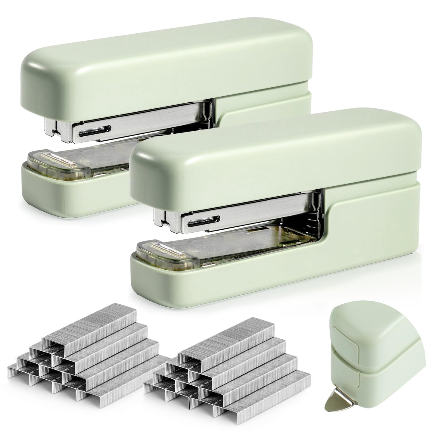 deli Stapler, Desktop Staplers with 1660 Staples and Integrated Staple Remover, 40 Sheet Capacity Office Stapler, 2 Pack, Green
