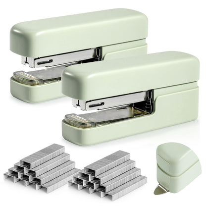 deli Stapler, Desktop Staplers with 1660 Staples and Integrated Staple Remover, 40 Sheet Capacity Office Stapler, 2 Pack, Green