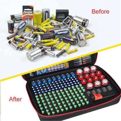 Battery Organizer Storage Box Battery Vault Case Battery Hard Fireproof Waterproof Explosionproof Holder Box with Tester BT-168 Checker Carrying Case Container Bag Fit for 200+ Batteries AA AAA C D 9V