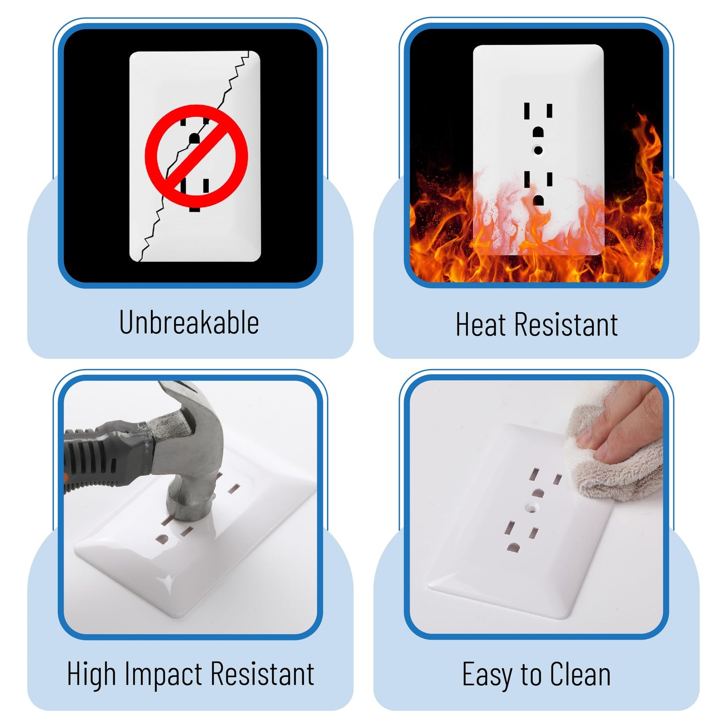 Bates Choice Duplex Wall Plate, 10 Pack, White, 3.18 inches (W) x 4.98 inches (H), Wall Plates, Wall Outlet Cover