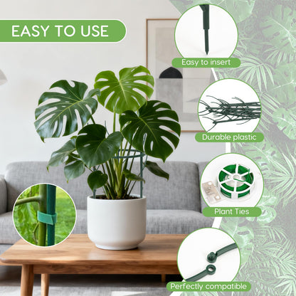 AOGEWON Plant Support Stakes, 10-Piece Set, Stackable Trellis for Monstera, Pothos, Climbing Vines, Indoor & Outdoor Use