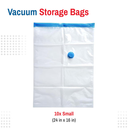 Spacesaver Vacuum Storage Bags Small 10-Pack - Vacuum Seal Bags for Clothing, Comforters, Blankets, and Bedding - 60 x 40 cm Space Saver Bags for Travel and Home Organization with Hand Pump Included