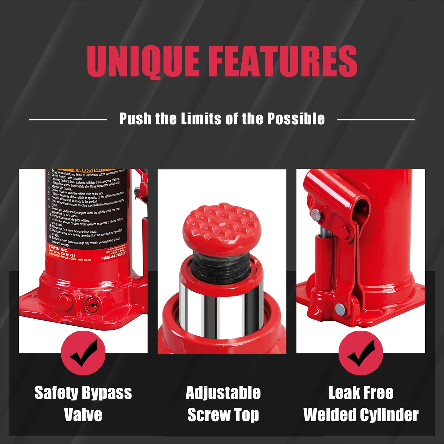 Torin T90203B Big Red Hydraulic Bottle Jack, 2 Ton Capacity