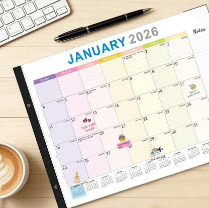 2026 Desk Calendar Large 22x17 – Desk Top Calendar 2026 with plastic cover