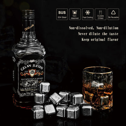 SAICOOS Whiskey Stones 16 Pack,Reusable Ice Cubes, High Cooling Technology，Stainless Steel Ice Cubes, for Whiskey, Vodka, Liqueurs, Wine,Beverage Juice or Soda, Pack of 16…