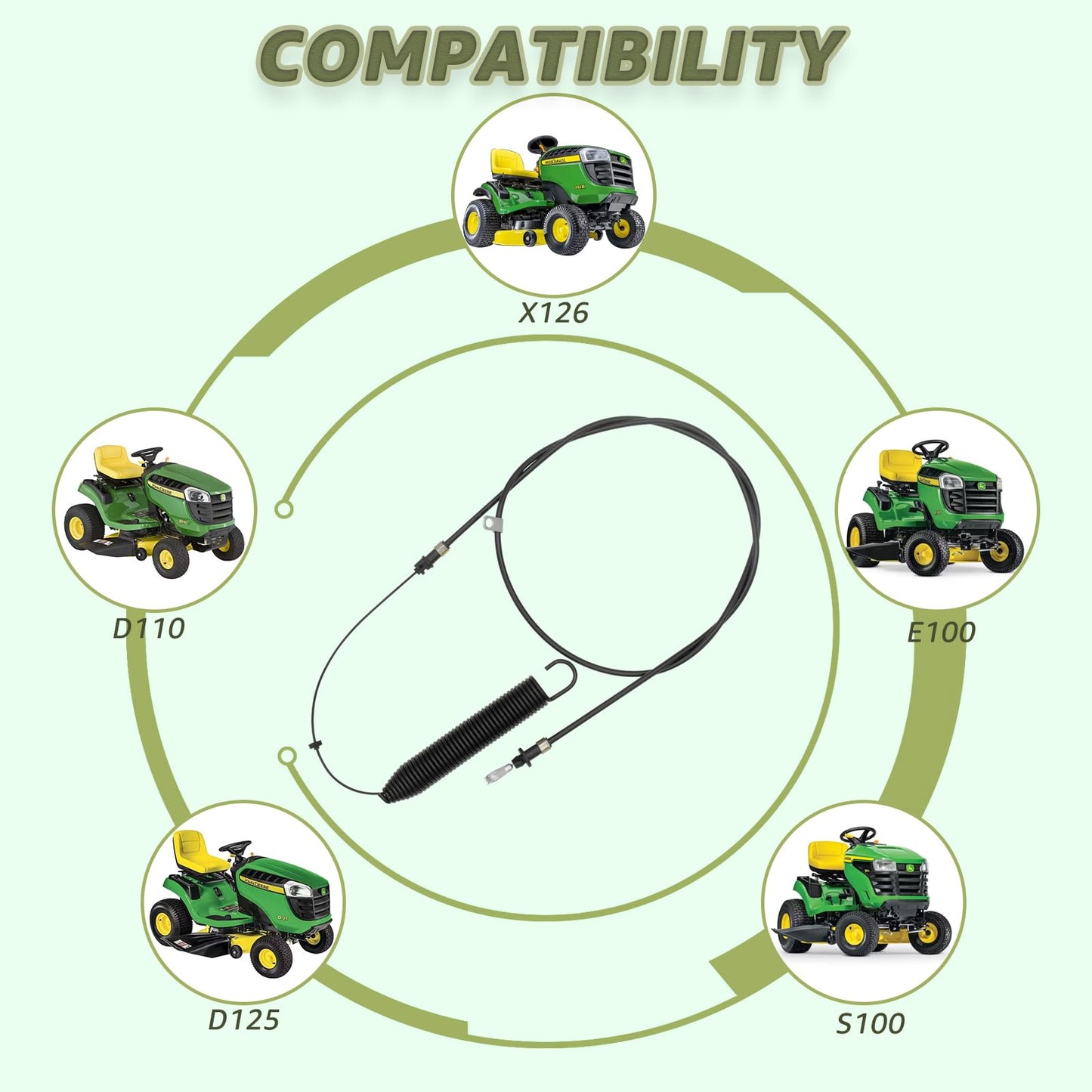 PTO Control Cable Replace GY22387 Compatible with John Deere D100 D105 D110 D120 D125 D130 E100 E110 E120 E130 L100 L105 L107 L110 L111 L118 X105 X106 X107 X125 X126 X127 X145 S100 S110 S120 S220 107S