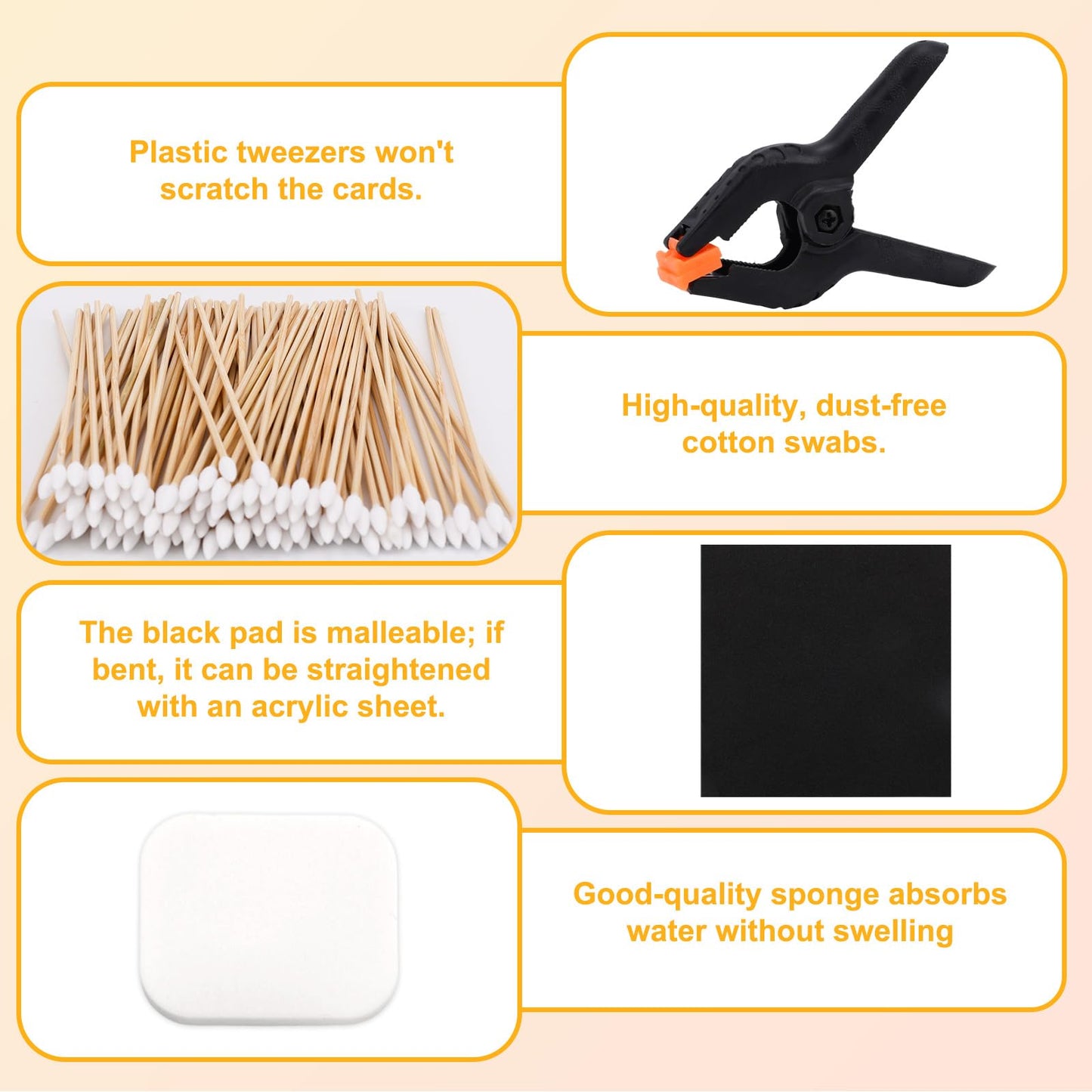 210pcs Card Cleaning Kit, TCG Card Grading Care Flattening Centering Repairing Tool Cleaner Tool Accessories for Collector Restoration Gift