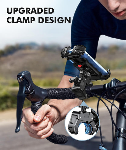 WOCBUY Bike Phone Mount, Upgrade [1s Lock][Secure Protection] Motorcycle Phone Mount, [360° Rotatable] Phone Holder for Bike Handlebar Compatible with iPhone/Samsung 4.7-6.8" Cell Phone
