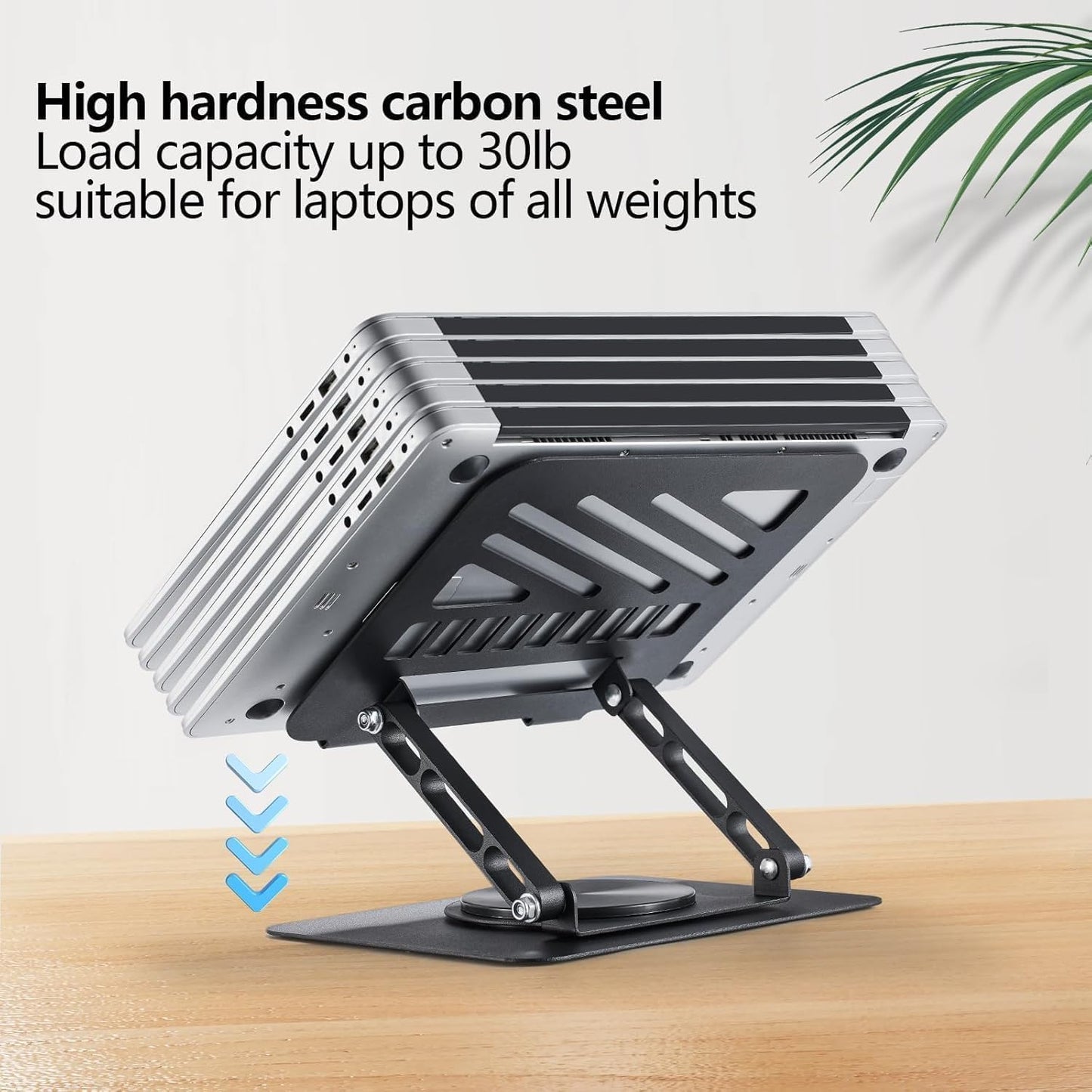 Rotating Laptop Stand for Desk - Adjustable Height Ergonomic Computer Stand with 360° Rotating Base, Foldable and Portable Laptop Riser for MacBook, PC, and Notebooks