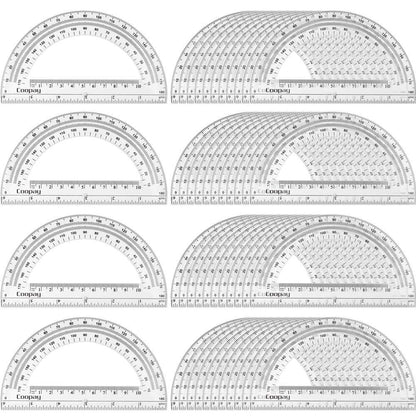 Coopay 48 Pack Plastic Protractors Student Math Clear Protractor Set 180 Degrees for Angle Measurement, 6 Inches
