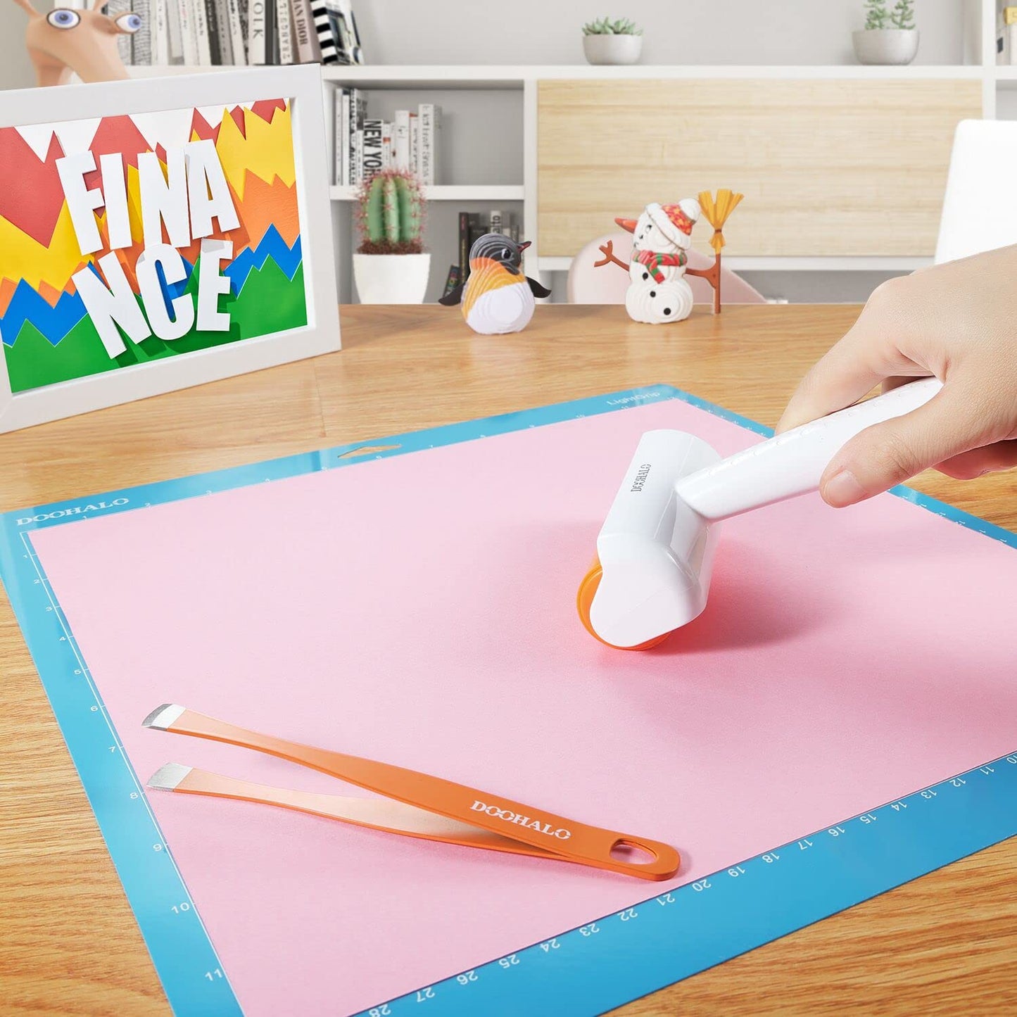 DOOHALO Brayer Roller Vinyl Weeding tools for Cricut Tools Crafting Basic Accessories Set Kit for Silhouette Weeding scraper spatula tweezers scissors basic tools bundle for sewing