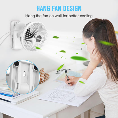 BESKAR USB Powered Clip on Fan, Portable Small Fan with Cord, 3 Speeds Strong Airflow, Personal Fan with Sturdy Clamp, Quiet Desk Fan & Clip Fan