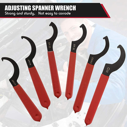 Coilover Adjustable Spanners, 6 Pieces Adjustable Hook Wrenches Tools Coilover Wrench Steel Spanner for Coilover System