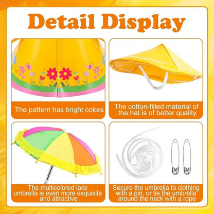 Porch Goose Raincoat Outfit, Waterproof Lawn Porch Goose Outfits with Umbrella & Hat for 23" Statue, Outdoor Patio Garden Yard Decoration (B)